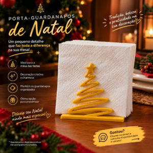 Porta Guardanapo Natalino(Árvore Dourada)